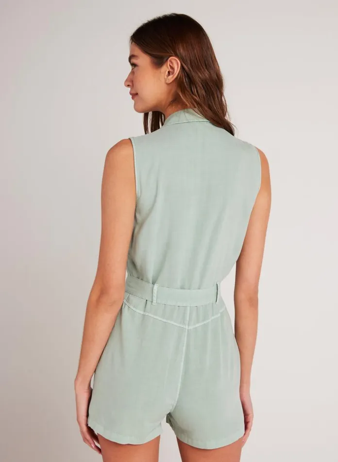 Bella Dahl Rompers and Jumpsuits Zip Front Romper 8211 Oasis Green 8211 Women Bella Dahl Rompers and Jumpsuits Zip Front Romper 8211 Oasis Green 8211 Women