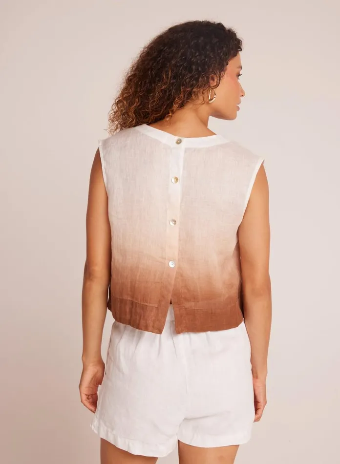 Bella Dahl Sleeveless Boxy Button Back Top 8211 Coconut Ombre Dye 8211 Women Bella Dahl Sleeveless Boxy Button Back Top 8211 Coconut Ombre Dye 8211 Women