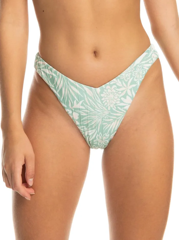 Bikini Bottoms Women Roxy Rib Roxy Love The Sunseeker Cheeky Bikini Bottoms Blue Surf Planao Apparel
