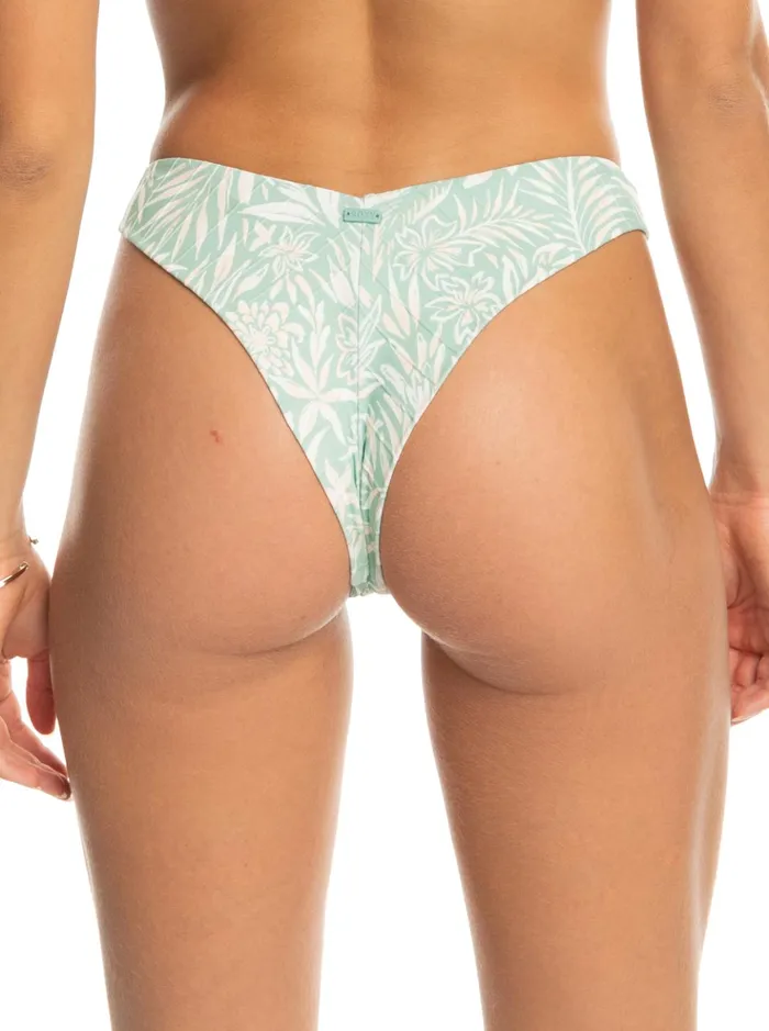 Bikini Bottoms Women Roxy Rib Roxy Love The Sunseeker Cheeky Bikini Bottoms Blue Surf Planao Apparel