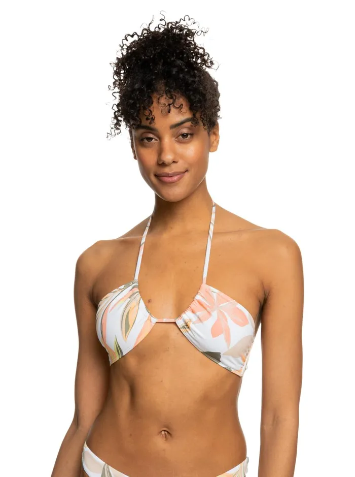Bikinis Women Roxy Printed Beach Classics Triangle Bikini Top Bright White Subtly Salty Flat Bikinis Women Roxy Printed Beach Classics Triangle Bikini Top Bright White Subtly Salty Flat