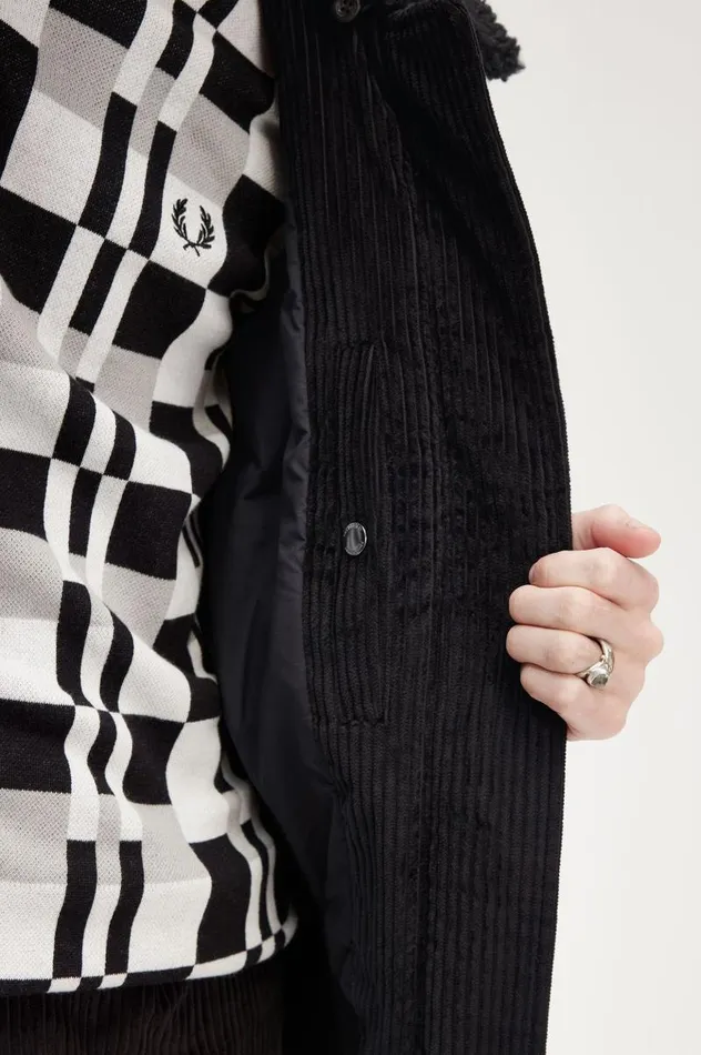 Bomber Jacket Black Men Fred Perry Coats and Jackets