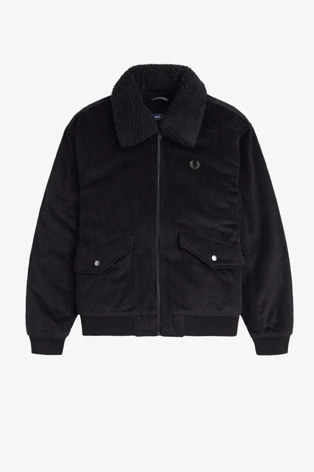 Bomber Jacket Black Men Fred Perry Coats and Jackets