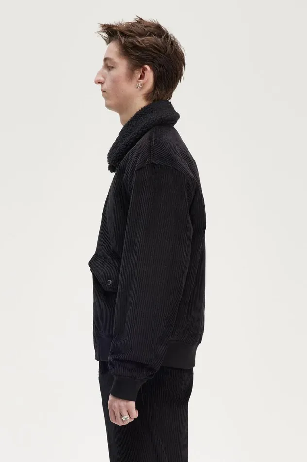 Bomber Jacket Black Men Fred Perry Coats and Jackets