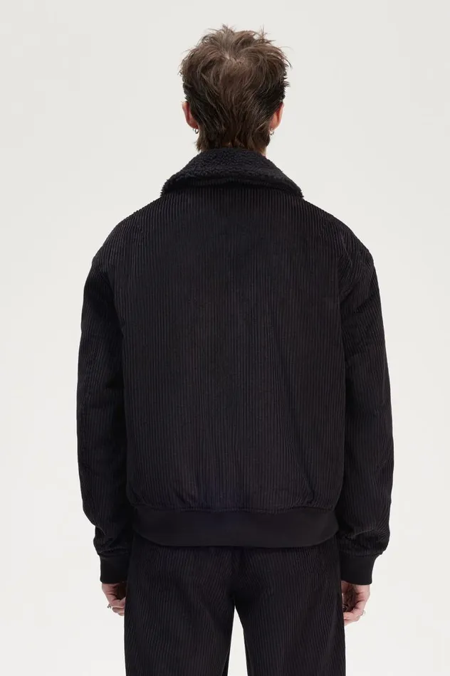 Bomber Jacket Black Men Fred Perry Coats and Jackets