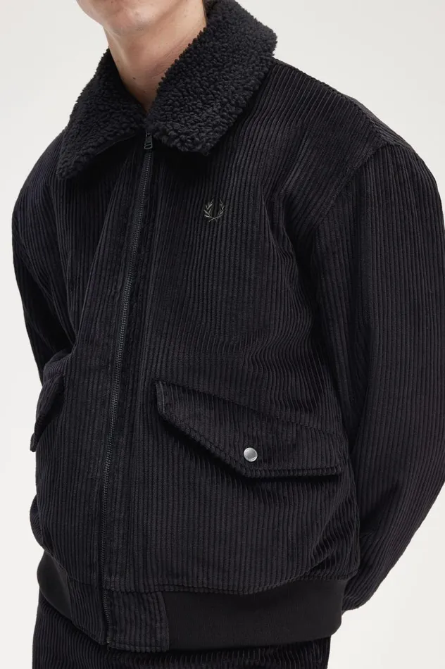 Bomber Jacket Black Men Fred Perry Coats and Jackets