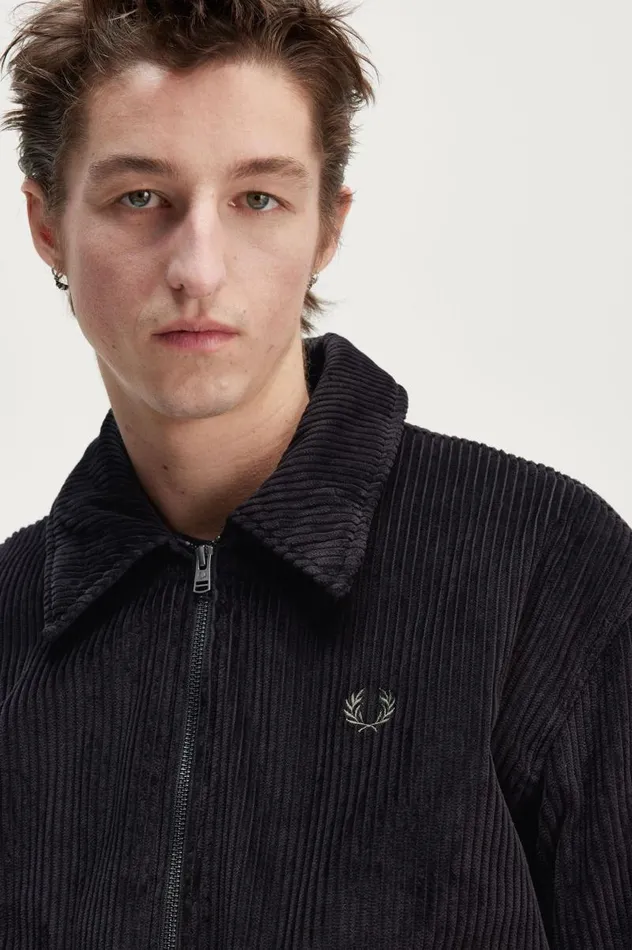 Bomber Jacket Black Men Fred Perry Coats and Jackets