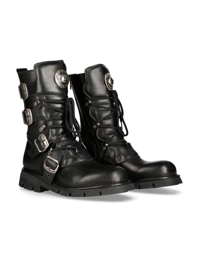 Boot Black Planing With Laces M1473S1 WomenMen New Rock Boots