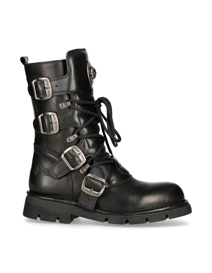 Boot Black Planing With Laces M1473S1 WomenMen New Rock Boots