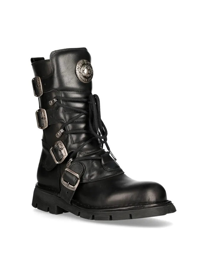 Boot Black Planing With Laces M1473S1 WomenMen New Rock Boots