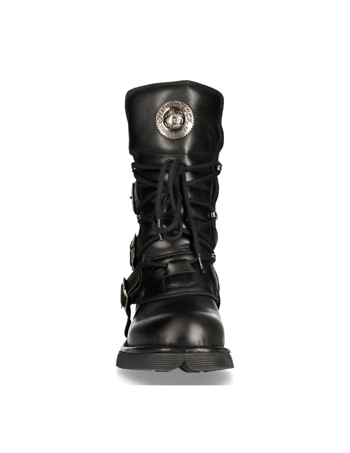 Boot Black Planing With Laces M1473S1 WomenMen New Rock Boots