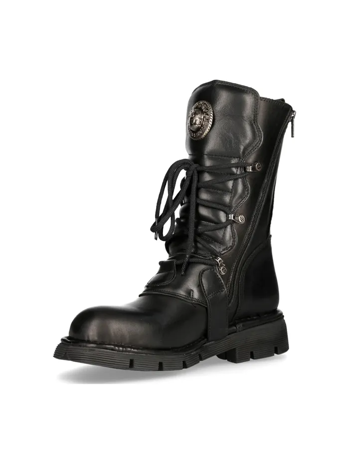 Boot Black Planing With Laces M1473S1 WomenMen New Rock Boots