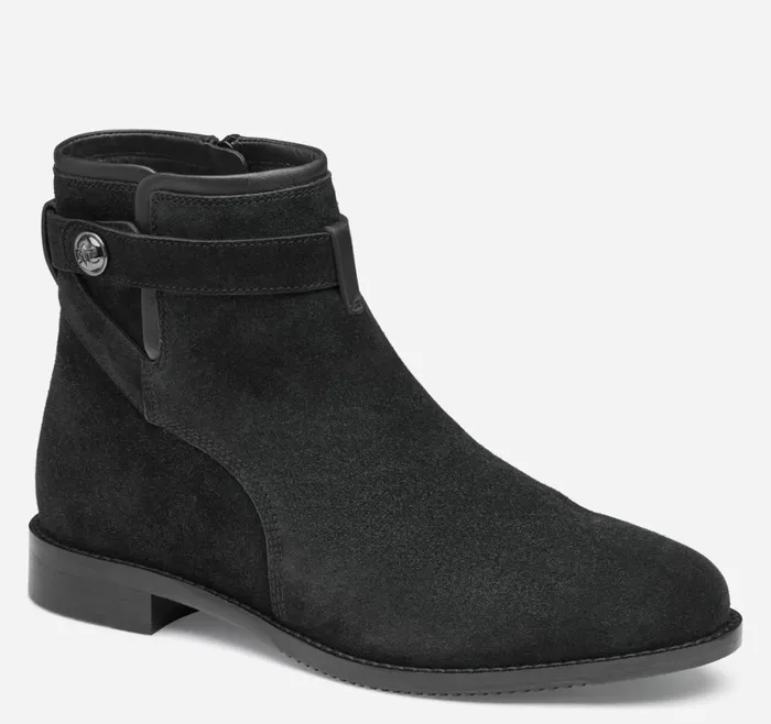 Boots and Booties Women Johnston and Murphy Darby Snap Bootie Black Suede