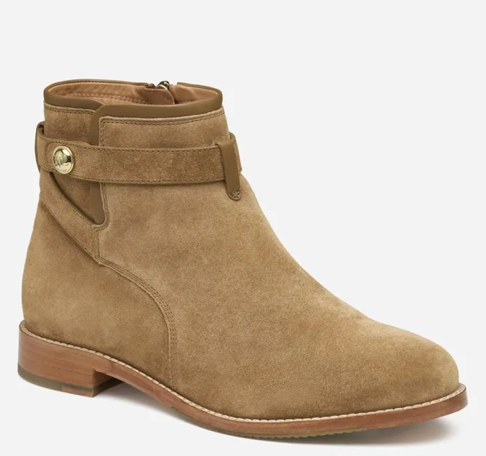 Boots and Booties Women Johnston and Murphy Darby Snap Bootie Chesnut Suede