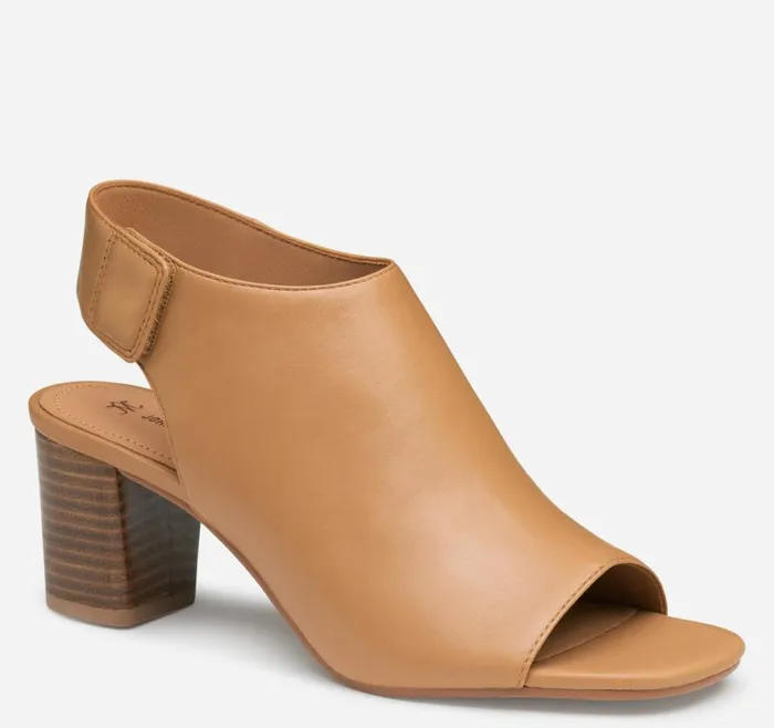 Boots and Booties Women Johnston and Murphy Evelyn OpenToe Bootie Tan Glove Leather