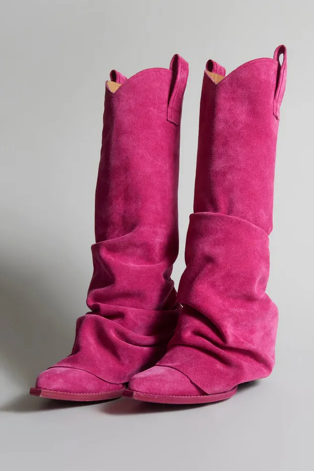 Boots Women R13 Mid Cowboy Boot 8211 Pink Suede
