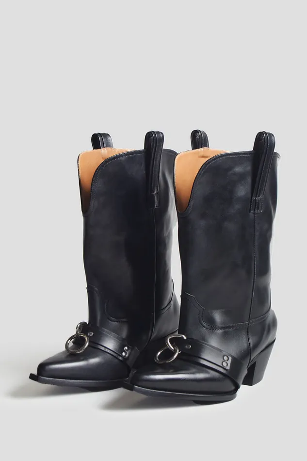 Boots Women R13 Ringed Low Rider Cowboy Boot 8211 Black