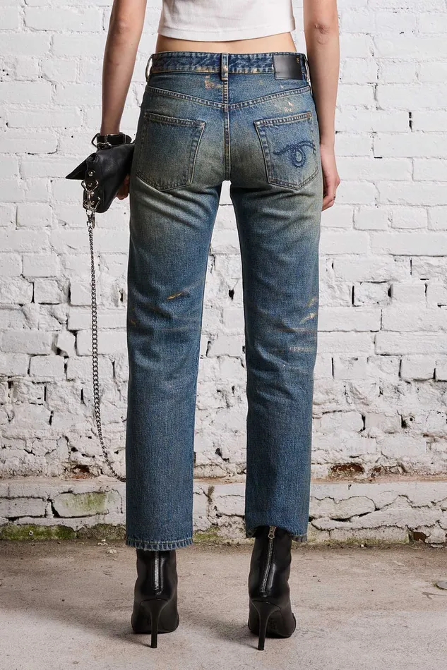 Boyfriend Women R13 Romeo Jean 8211 Splattered Clinton Blue