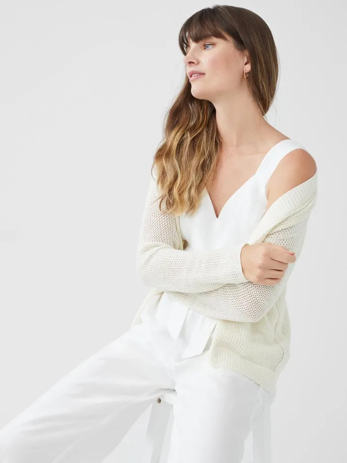 Bristol Cardigan Egret White Women JMcLaughlin Sweaters Bristol Cardigan Egret White Women JMcLaughlin Sweaters