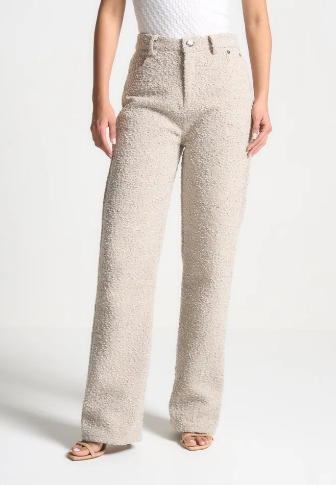Casual Trousers Women Manire De Voir Boucle Boyfriend Trousers Beige