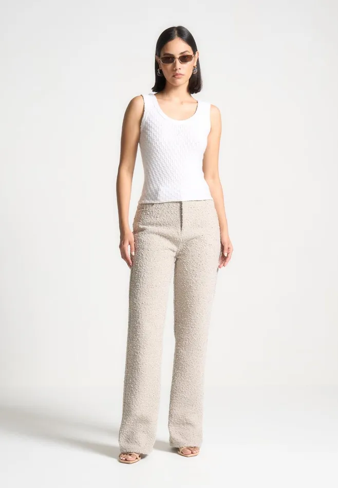 Casual Trousers Women Manire De Voir Boucle Boyfriend Trousers Beige