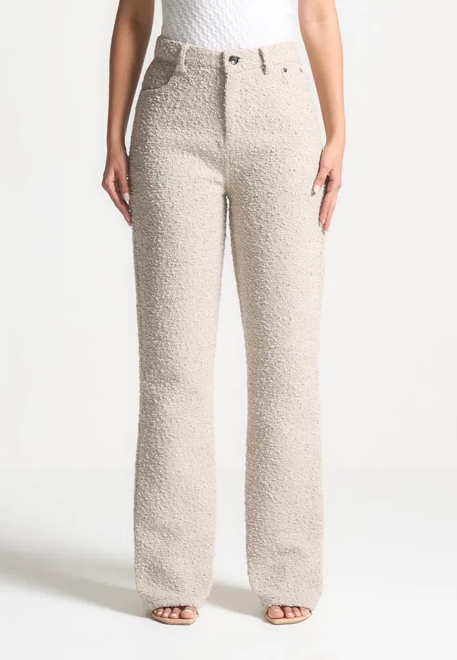 Casual Trousers Women Manire De Voir Boucle Boyfriend Trousers Beige