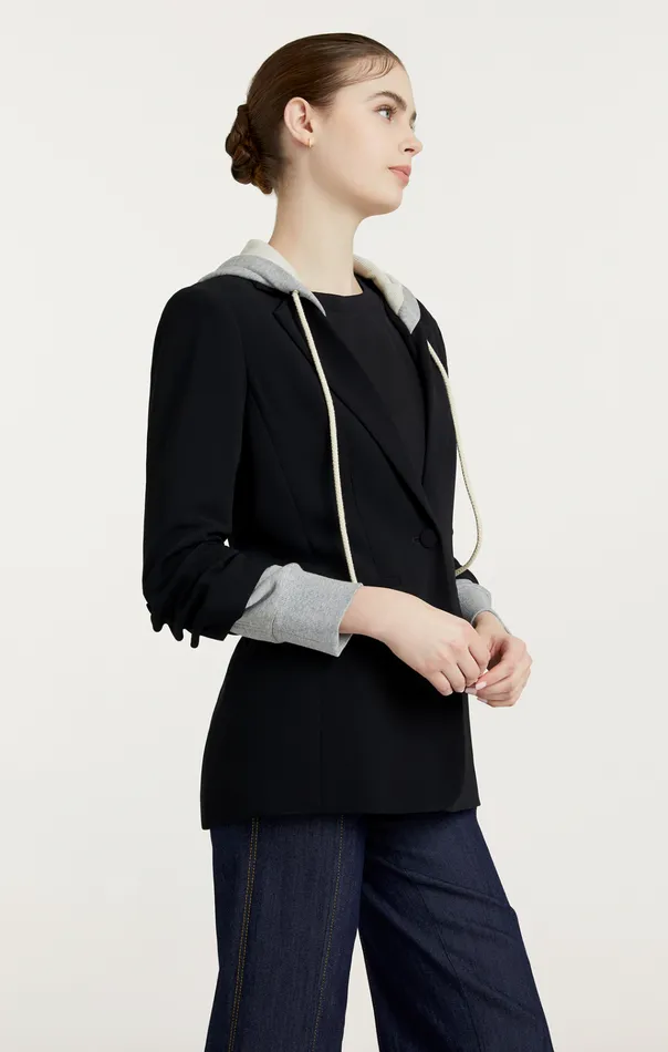 Cinq Sept Blazers Hooded Khloe Blazer Blackheather Grey 8211 Women
