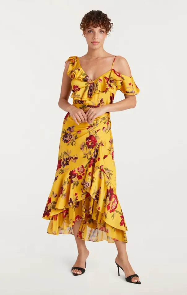 Cinq Sept Cocktail and Evening Nara Dress Deep Gold Multi 8211 Women