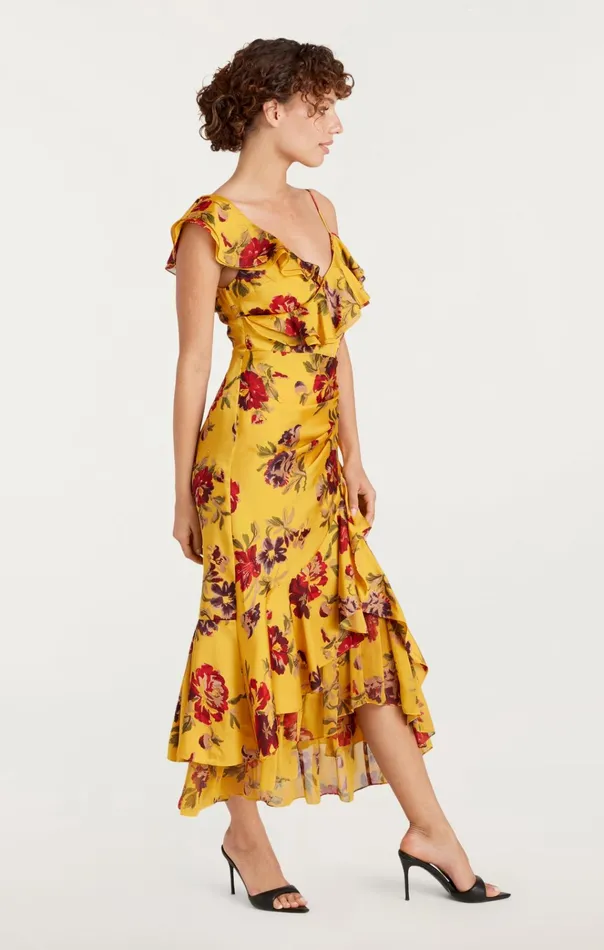 Cinq Sept Cocktail and Evening Nara Dress Deep Gold Multi 8211 Women