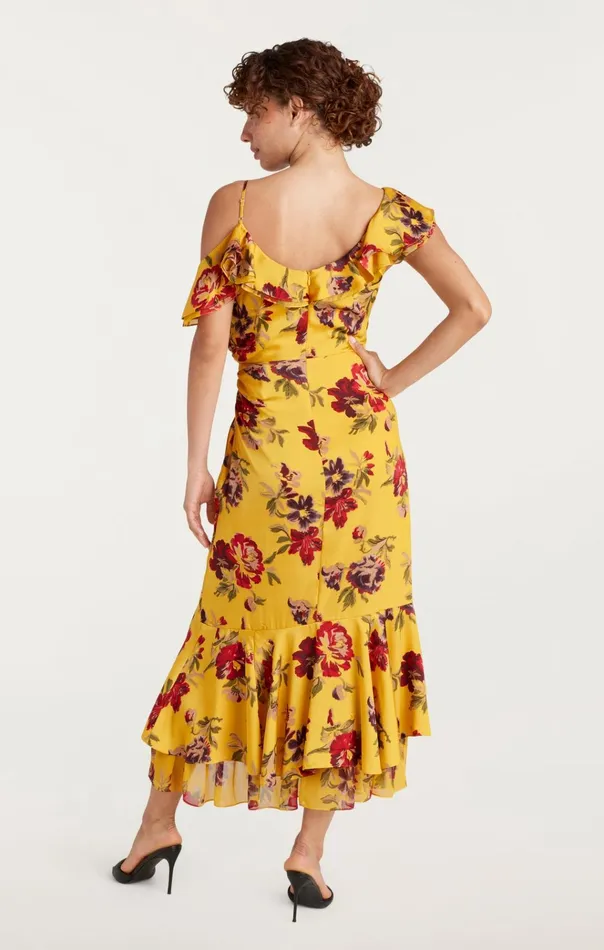 Cinq Sept Cocktail and Evening Nara Dress Deep Gold Multi 8211 Women