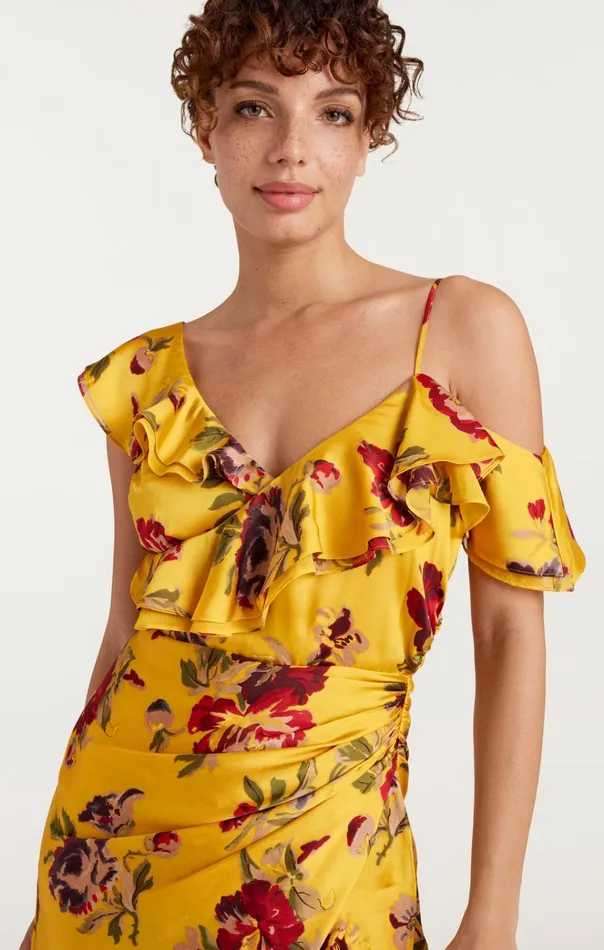 Cinq Sept Cocktail and Evening Nara Dress Deep Gold Multi 8211 Women