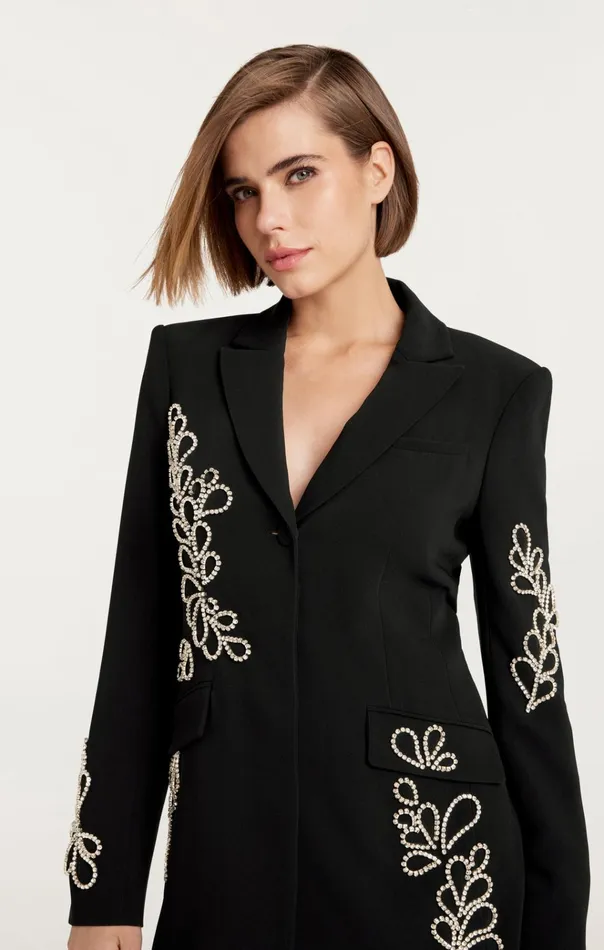 Cinq Sept Cocktail and Evening Rhinestone Paisley Long Sleeve Joel Dress Black 8211 Women