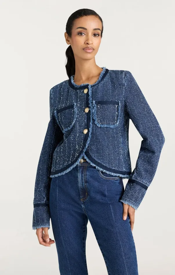 Cinq Sept Denim Boucle Denim Zanda Jacket Indigo 8211 Women