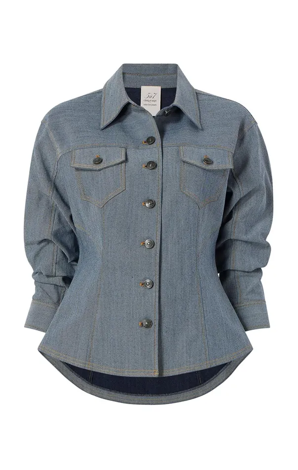 Cinq Sept Jackets Reverse Denim Scrunched Canyon Jacket Light Indigo 8211 Women