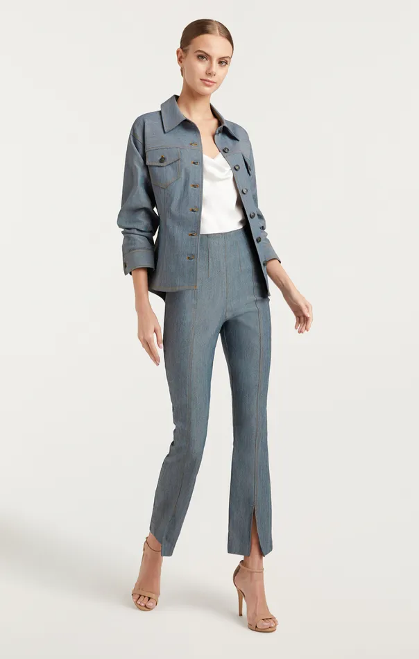 Cinq Sept Jackets Reverse Denim Scrunched Canyon Jacket Light Indigo 8211 Women