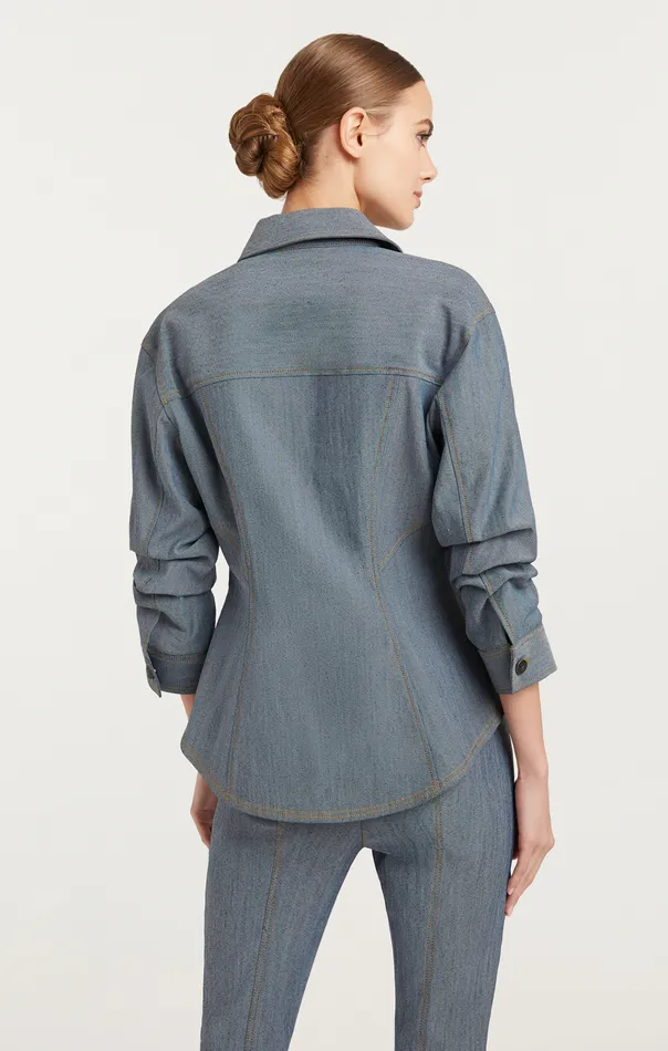 Cinq Sept Jackets Reverse Denim Scrunched Canyon Jacket Light Indigo 8211 Women