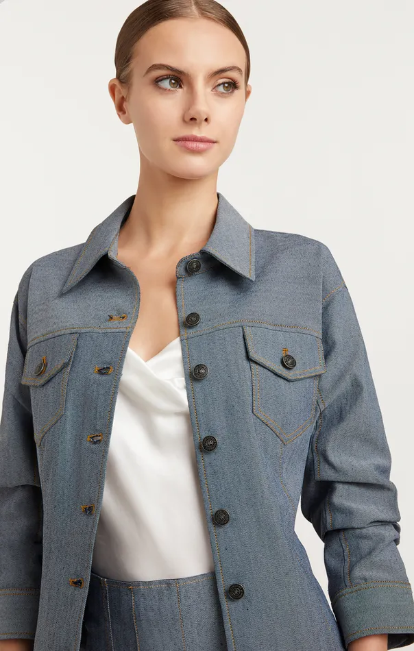 Cinq Sept Jackets Reverse Denim Scrunched Canyon Jacket Light Indigo 8211 Women