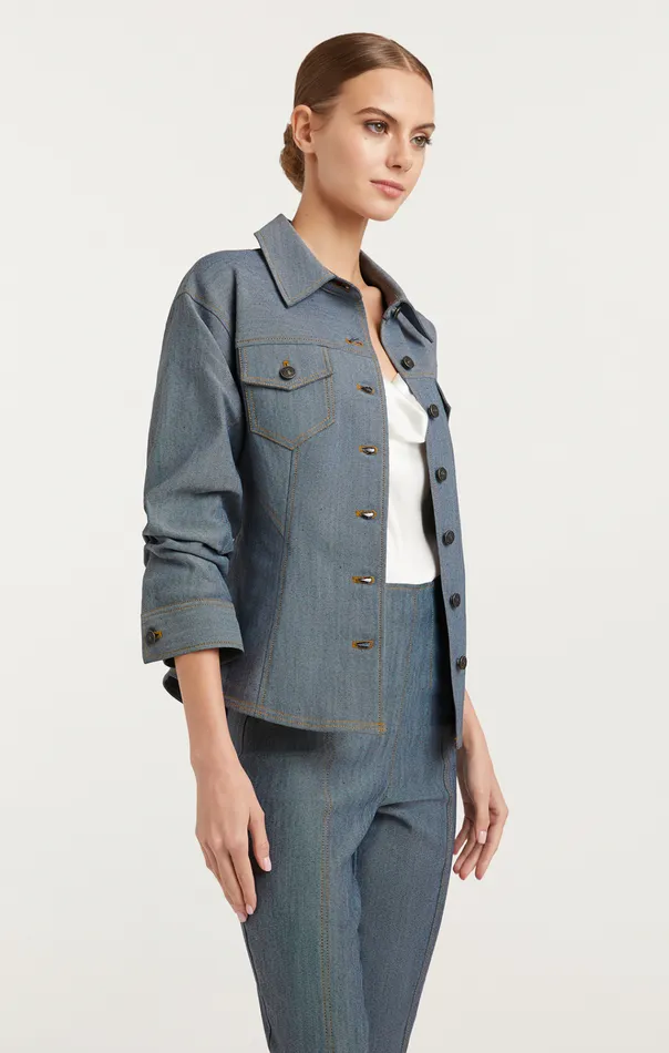 Cinq Sept Jackets Reverse Denim Scrunched Canyon Jacket Light Indigo 8211 Women