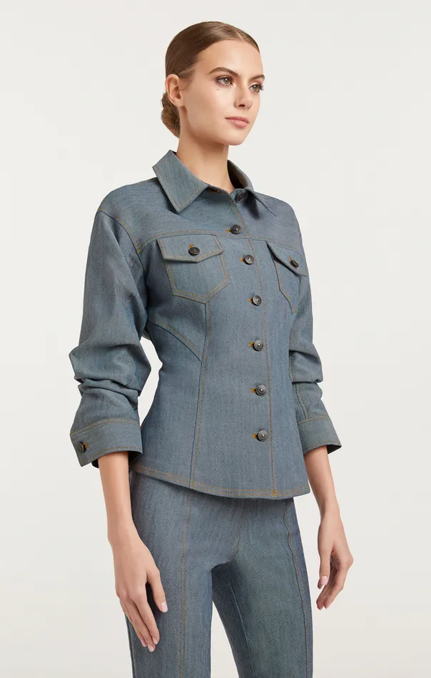 Cinq Sept Jackets Reverse Denim Scrunched Canyon Jacket Light Indigo 8211 Women