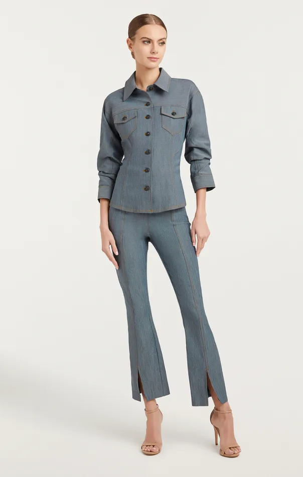 Cinq Sept Jackets Reverse Denim Scrunched Canyon Jacket Light Indigo 8211 Women
