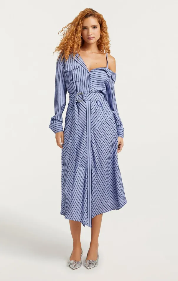 Cinq Sept Midi Marcella Dress Navyraincloud 8211 Women