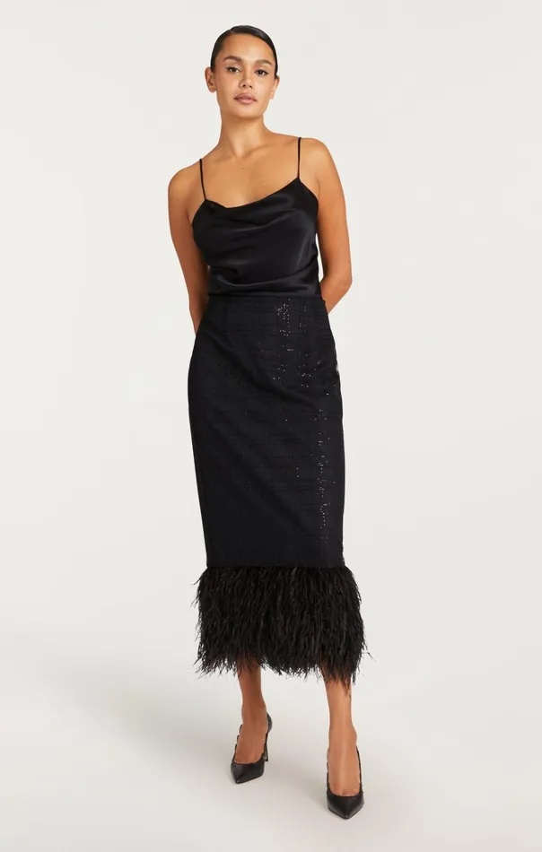 Cinq Sept Skirts Sequin Plaid Charisse Skirt Black 8211 Women