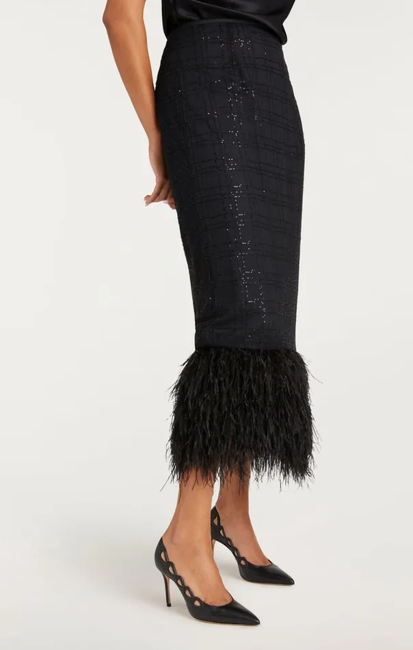 Cinq Sept Skirts Sequin Plaid Charisse Skirt Black 8211 Women
