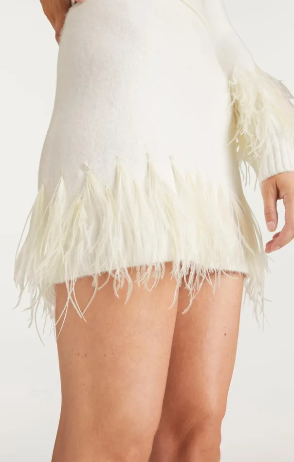 Cinq Sept Sweaters and Knits Briana Feather Mini Skirt Ivory 8211 Women