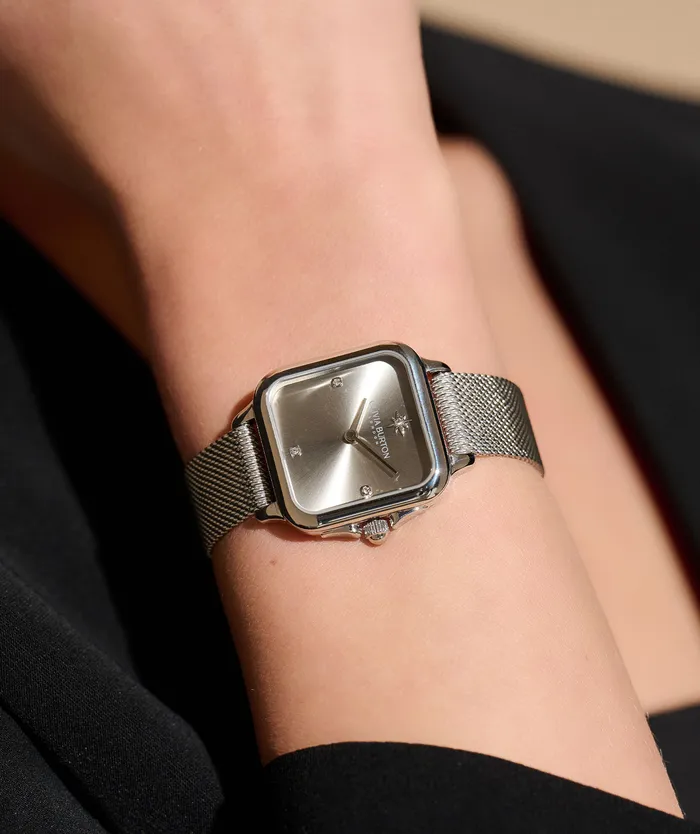 Classic Watches 28mm Grosvenor Light Grey and Silver Mesh Watch Olivia Burton Women