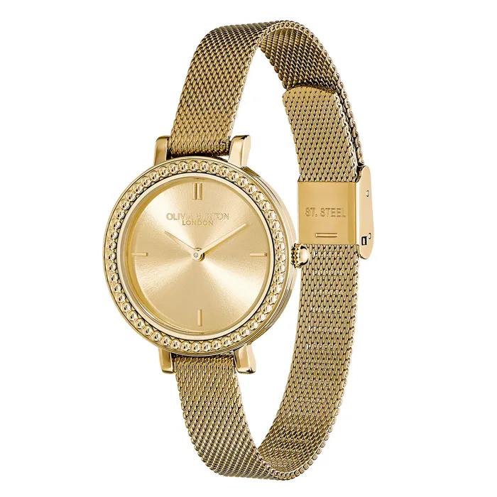 Classic Watches Women Olivia Burton 30mm Vintage Bead Gold Mesh Watch