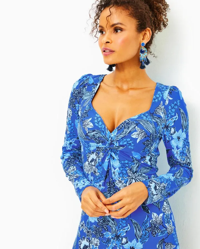 Claudia TwistFront Midi Dress Alba Blue Cruisin Together Women Lilly Pulitzer Dresses Claudia TwistFront Midi Dress Alba Blue Cruisin Together Women Lilly Pulitzer Dresses