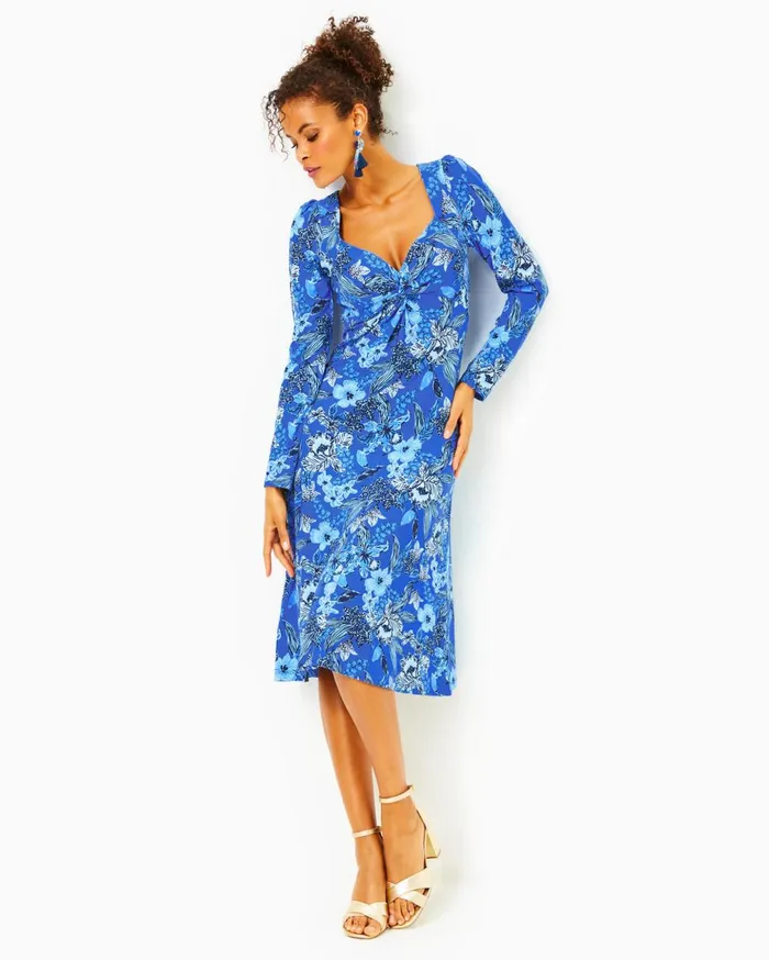 Claudia TwistFront Midi Dress Alba Blue Cruisin Together Women Lilly Pulitzer Dresses Claudia TwistFront Midi Dress Alba Blue Cruisin Together Women Lilly Pulitzer Dresses