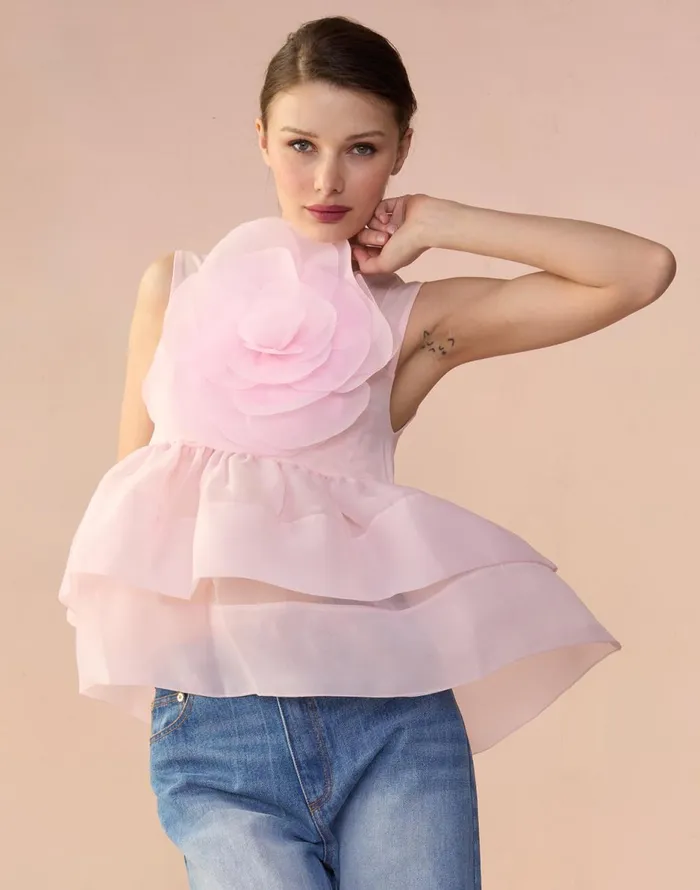 CLOTHING Women Cynthia Rowley Chloe Organza Flower Top