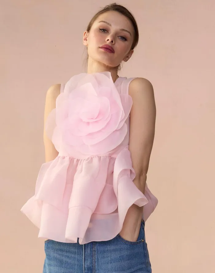 CLOTHING Women Cynthia Rowley Chloe Organza Flower Top